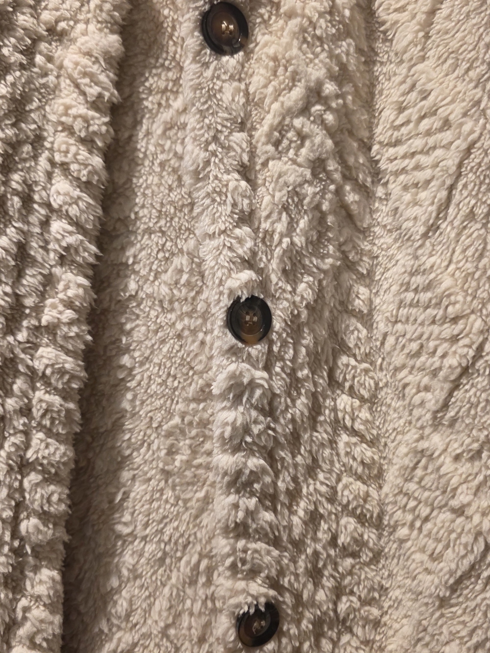 Teddy Sherpa Hooded Vest Cream Cable Knit Texture Size M NWOT - Picture 2 of 14